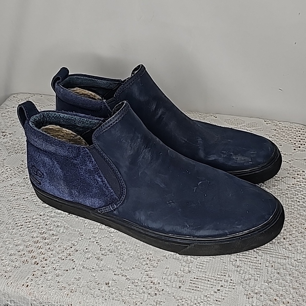 UGG men's Kemp waterproof suede leather navy blue slip on comfort system boot 11